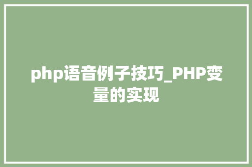 php语音例子技巧_PHP变量的实现