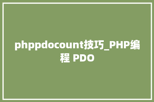 phppdocount技巧_PHP编程 PDO