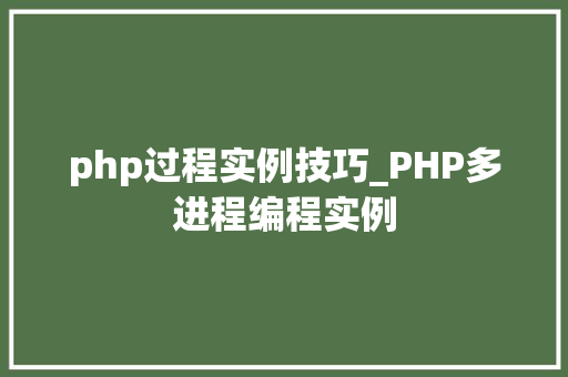 php过程实例技巧_PHP多进程编程实例