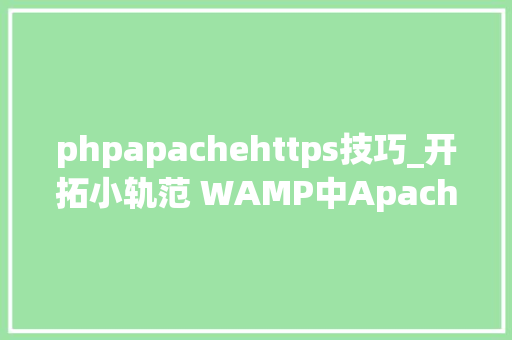 phpapachehttps技巧_开拓小轨范 WAMP中Apache HTTPS证书具体设备