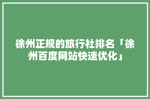 徐州正规的旅行社排名「徐州百度网站快速优化」