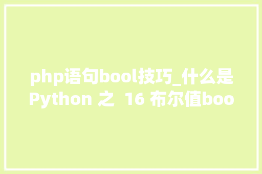 php语句bool技巧_什么是Python 之  16 布尔值bool