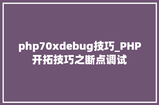 php70xdebug技巧_PHP开拓技巧之断点调试