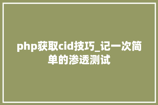 php获取cid技巧_记一次简单的渗透测试