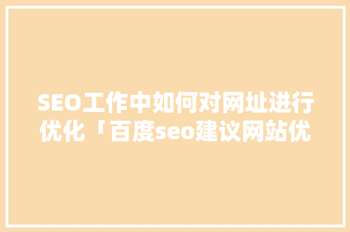 SEO工作中如何对网址进行优化「百度seo建议网站优化方案」