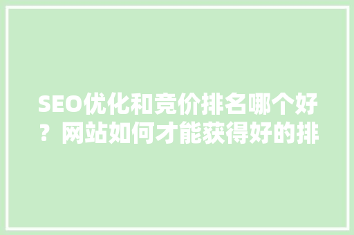 SEO优化和竞价排名哪个好？网站如何才能获得好的排名「百度快照优化的优势是什么」