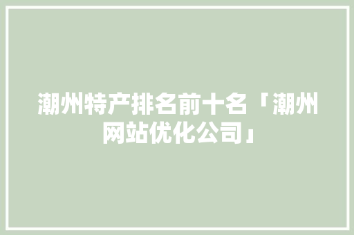 潮州特产排名前十名「潮州网站优化公司」