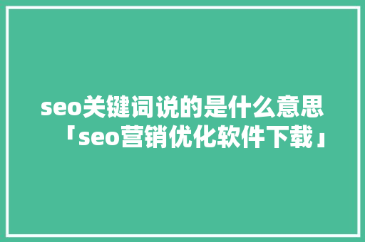 seo关键词说的是什么意思「seo营销优化软件下载」