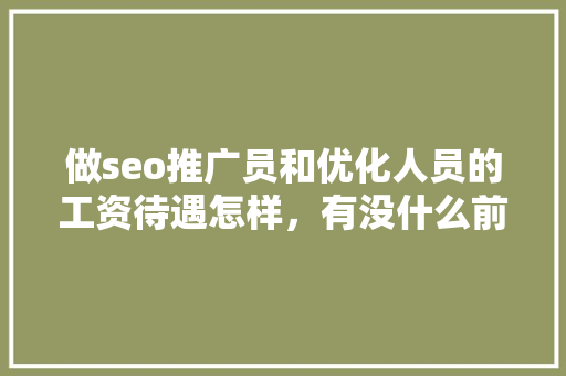 做seo推广员和优化人员的工资待遇怎样，有没什么前途，是不是很枯燥「百度seo网站优化 网络服务」