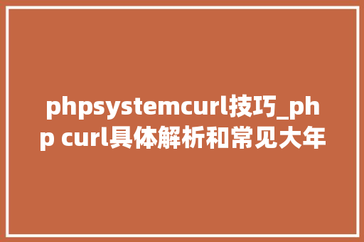 phpsystemcurl技巧_php curl具体解析和常见大年夜坑