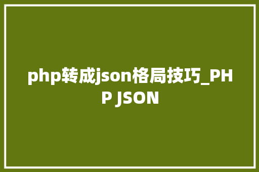 php转成json格局技巧_PHP JSON