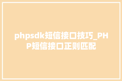 phpsdk短信接口技巧_PHP短信接口正则匹配