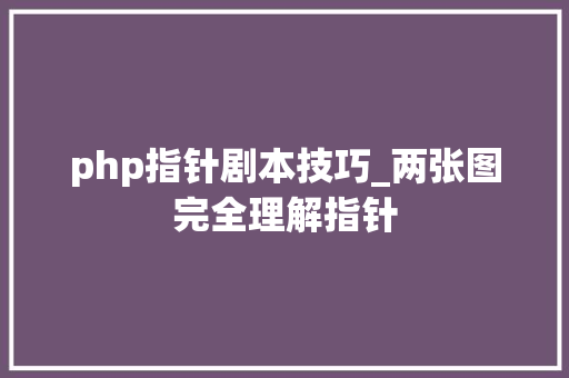 php指针剧本技巧_两张图完全理解指针