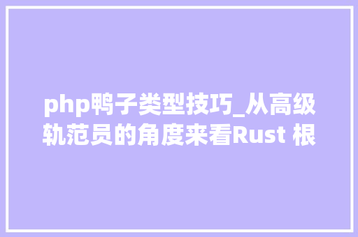 php鸭子类型技巧_从高级轨范员的角度来看Rust 根本常识