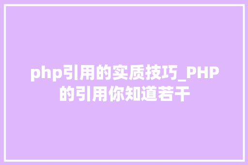 php引用的实质技巧_PHP的引用你知道若干