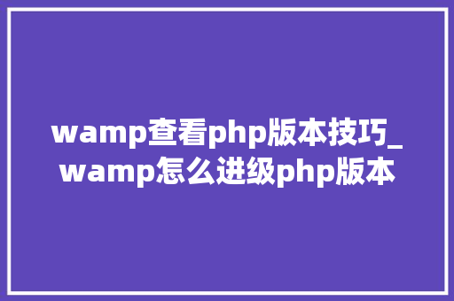 wamp查看php版本技巧_wamp怎么进级php版本
