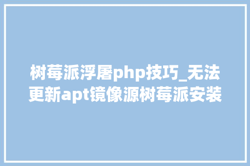 树莓派浮屠php技巧_无法更新apt镜像源树莓派安装最新版Debian11 arm64位系统步骤