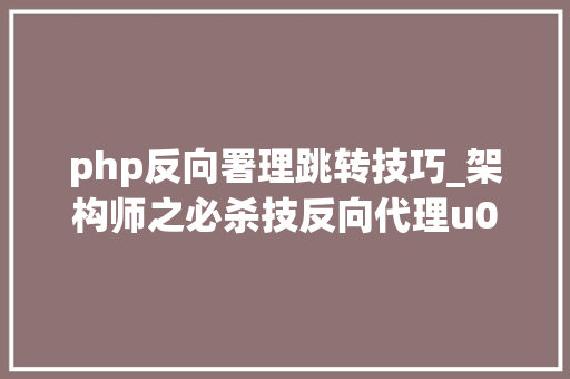 php反向署理跳转技巧_架构师之必杀技反向代理u0026负载均衡器