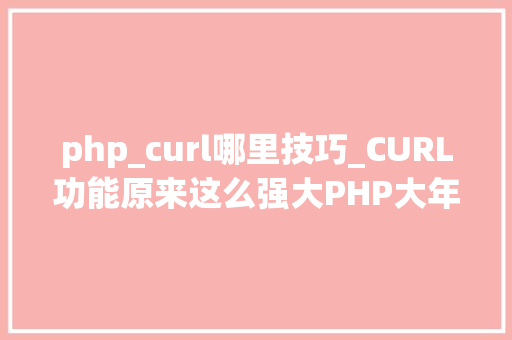 php_curl哪里技巧_CURL功能原来这么强大PHP大年夜神都在用
