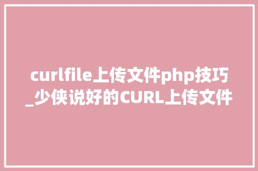 curlfile上传文件php技巧_少侠说好的CURL上传文件说来就来