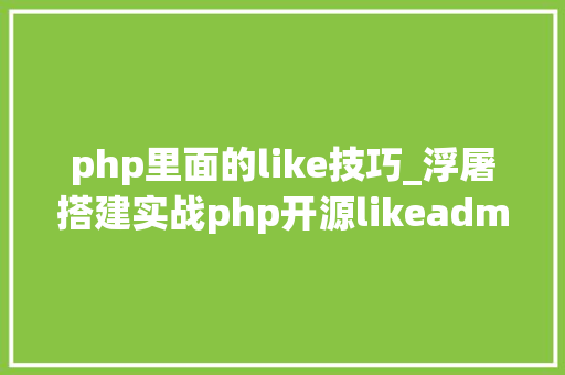 php里面的like技巧_浮屠搭建实战php开源likeadmin通用治理admin端vue3源码二