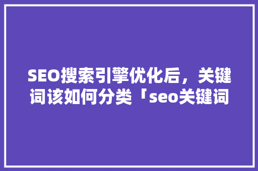 SEO搜索引擎优化后，关键词该如何分类「seo关键词优化软件官网」