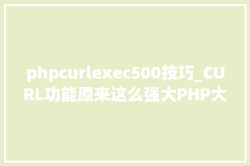 phpcurlexec500技巧_CURL功能原来这么强大PHP大年夜神都在用