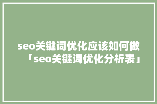 seo关键词优化应该如何做「seo关键词优化分析表」