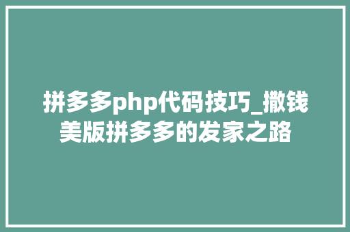 拼多多php代码技巧_撒钱美版拼多多的发家之路