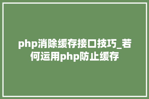 php消除缓存接口技巧_若何运用php防止缓存