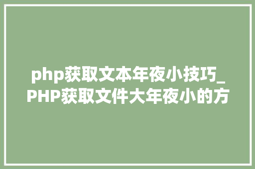 php获取文本年夜小技巧_PHP获取文件大年夜小的方法详解附视频