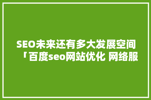 SEO未来还有多大发展空间「百度seo网站优化 网络服务」