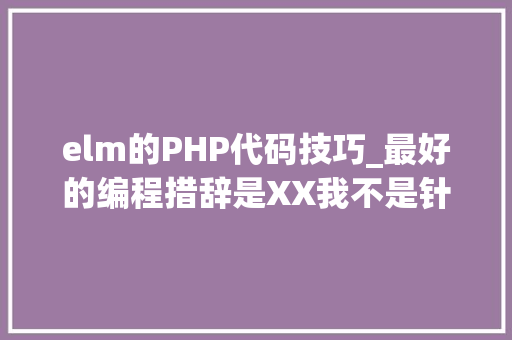 elm的PHP代码技巧_最好的编程措辞是XX我不是针对一小我我说的在座都是辣鸡