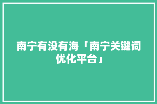 南宁有没有海「南宁关键词优化平台」