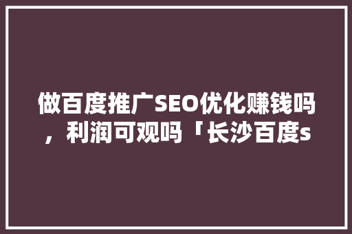 做百度推广SEO优化赚钱吗，利润可观吗「长沙百度seo代理」