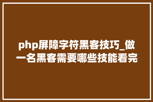 php屏障字符黑客技巧_做一名黑客需要哪些技能看完这些入门常识我头大年夜了