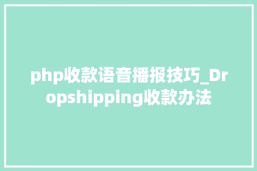 php收款语音播报技巧_Dropshipping收款办法
