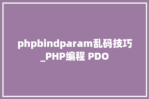 phpbindparam乱码技巧_PHP编程 PDO