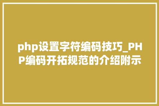 php设置字符编码技巧_PHP编码开拓规范的介绍附示例