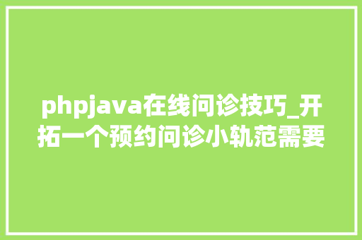 phpjava在线问诊技巧_开拓一个预约问诊小轨范需要若干钱