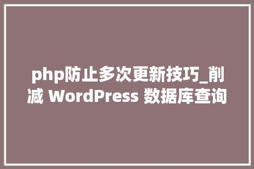 php防止多次更新技巧_削减 WordPress 数据库查询次数来优化机能