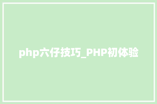 php六仔技巧_PHP初体验