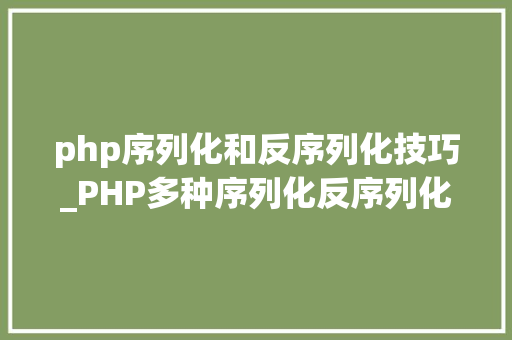 php序列化和反序列化技巧_PHP多种序列化反序列化的方法