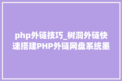 php外链技巧_树洞外链快速搭建PHP外链网盘系统墨涩网