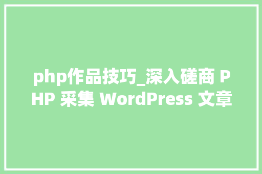 php作品技巧_深入磋商 PHP 采集 WordPress 文章技能与艺术的完美结合