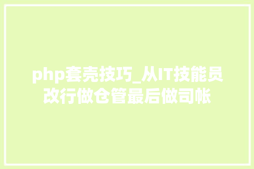 php套壳技巧_从IT技能员改行做仓管最后做司帐