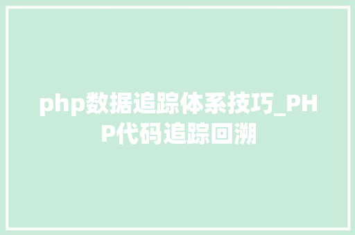 php数据追踪体系技巧_PHP代码追踪回溯
