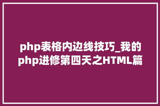 php表格内边线技巧_我的php进修第四天之HTML篇