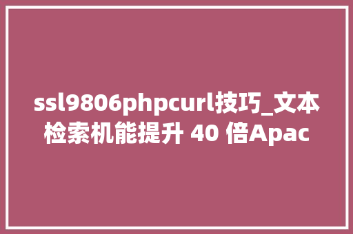 ssl9806phpcurl技巧_文本检索机能提升 40 倍Apache Doris 倒排索引深度解读
