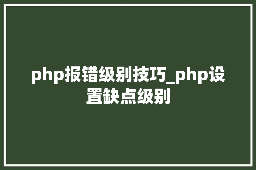 php报错级别技巧_php设置缺点级别